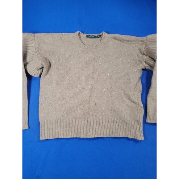 Lauren Ralph Lauren Women's Wool Blend Ruffled Pullover Beige Sweater Size XL - Picture 2 of 15